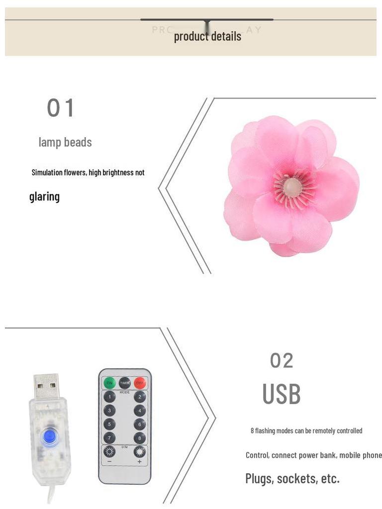 Cherry Blossom LED Rattan Branch Lights - Flexible Indoor Atmosphere Decor