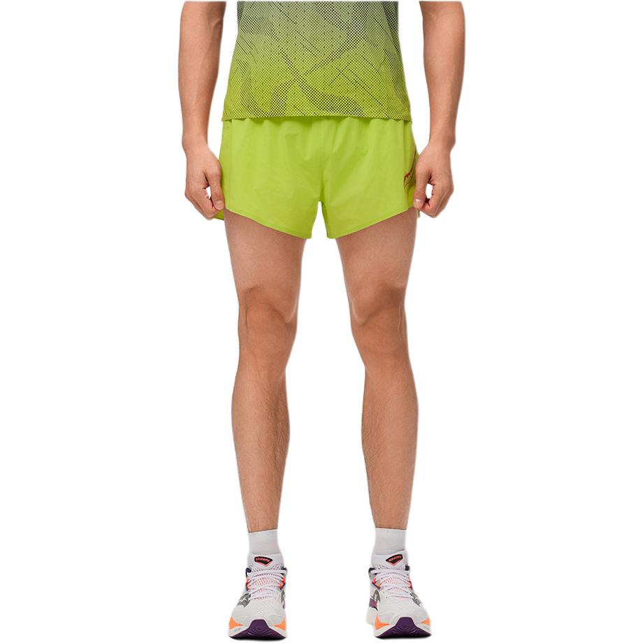 Saucony Letter Elastic Mid Waist Casual Shorts Men shorts Yellow Green SC2249031D-GE30