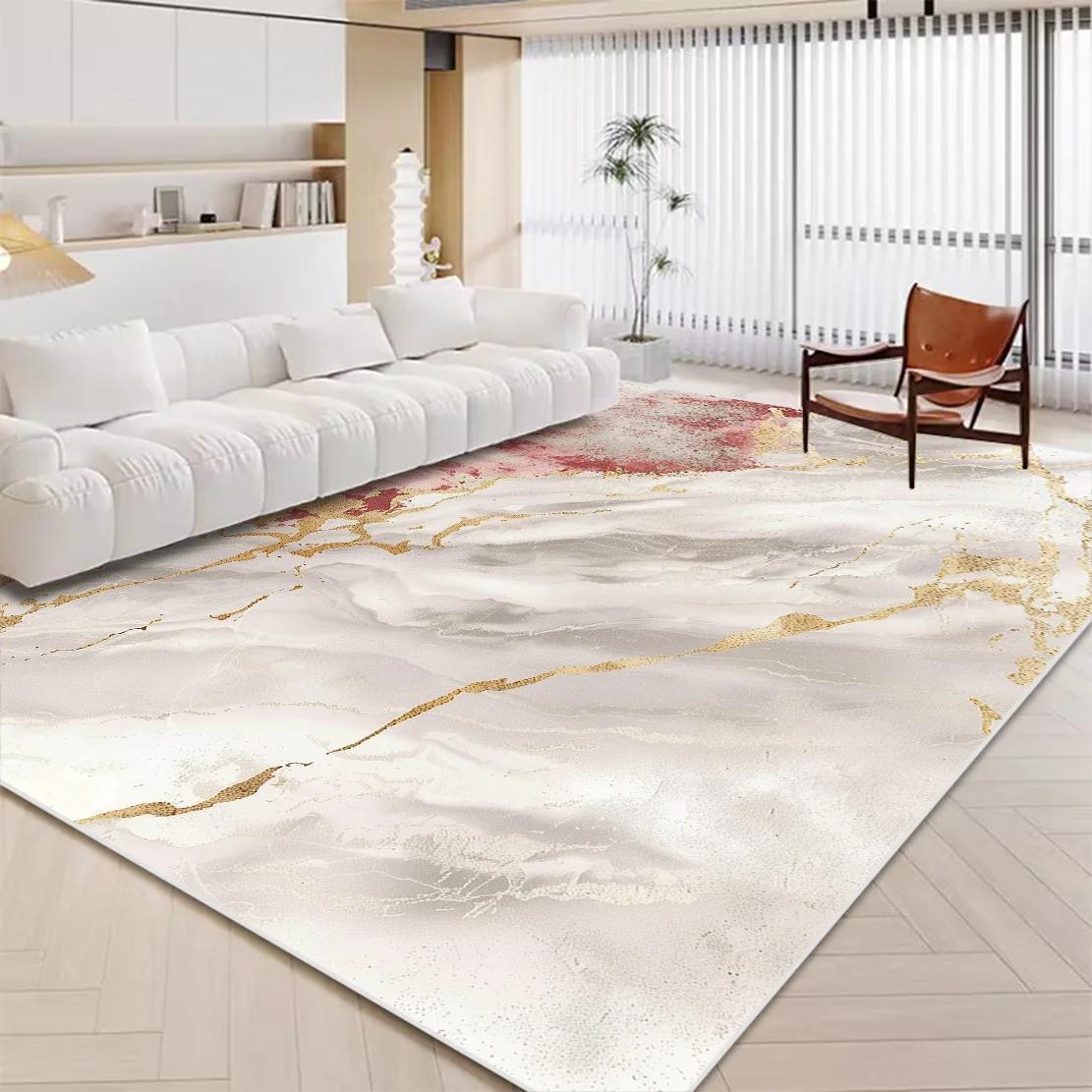 

Luxury White Marble Carpet for Living Room Nordic Gold Decoration Home Tapis Non-slip Washable Rugs for Bedroom Ins Floor Mat 80*160cm