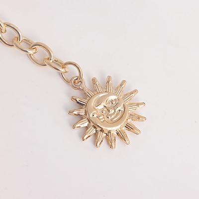 Multicamadas punk gótico lua sol cintura corrente cintos de metal para mulheres vestido jóias cintura corrente cintos