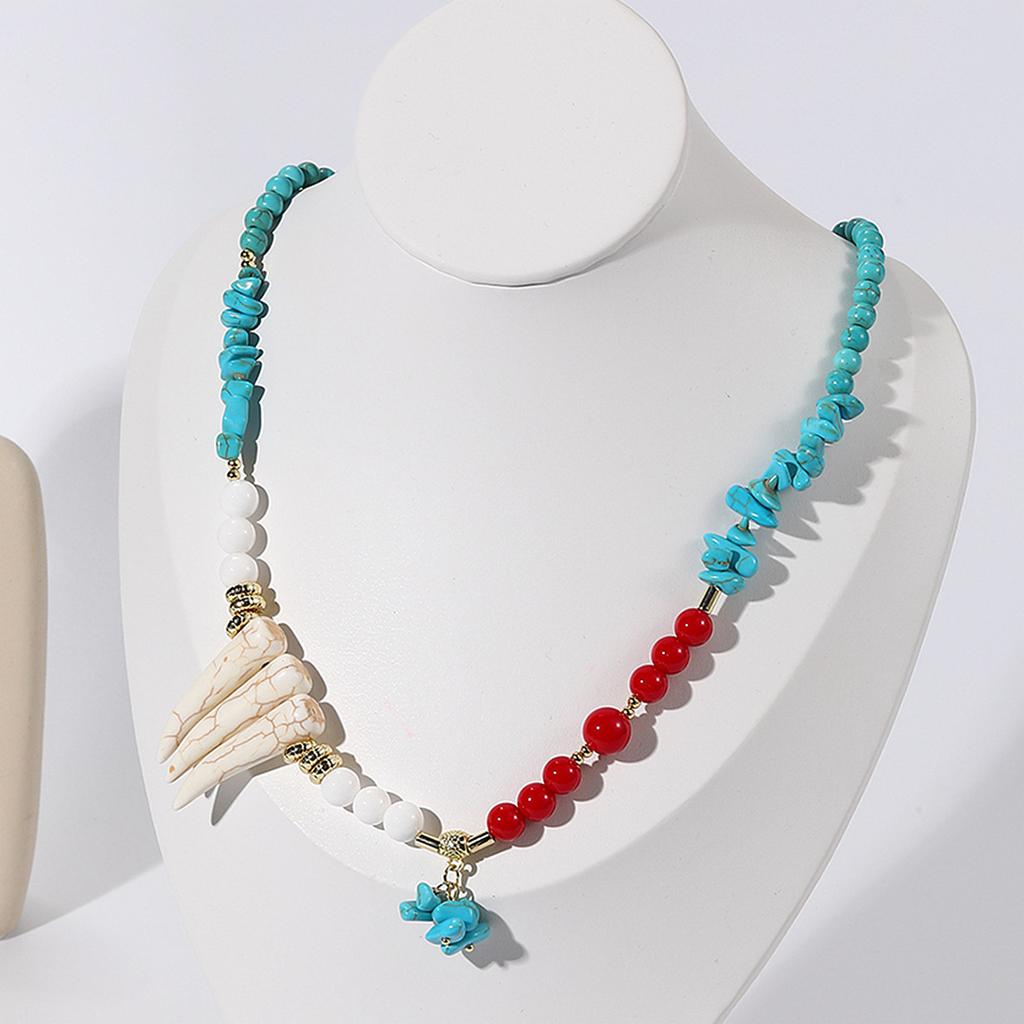 Zweiteiliges Armband-Halsketten-Set im böhmischen Türkis-Stil, Schmuck-Armband im nationalen Wind, übertriebenes Retro-Türkis-Halsketten-Armband-Set in Europa und Amerika.