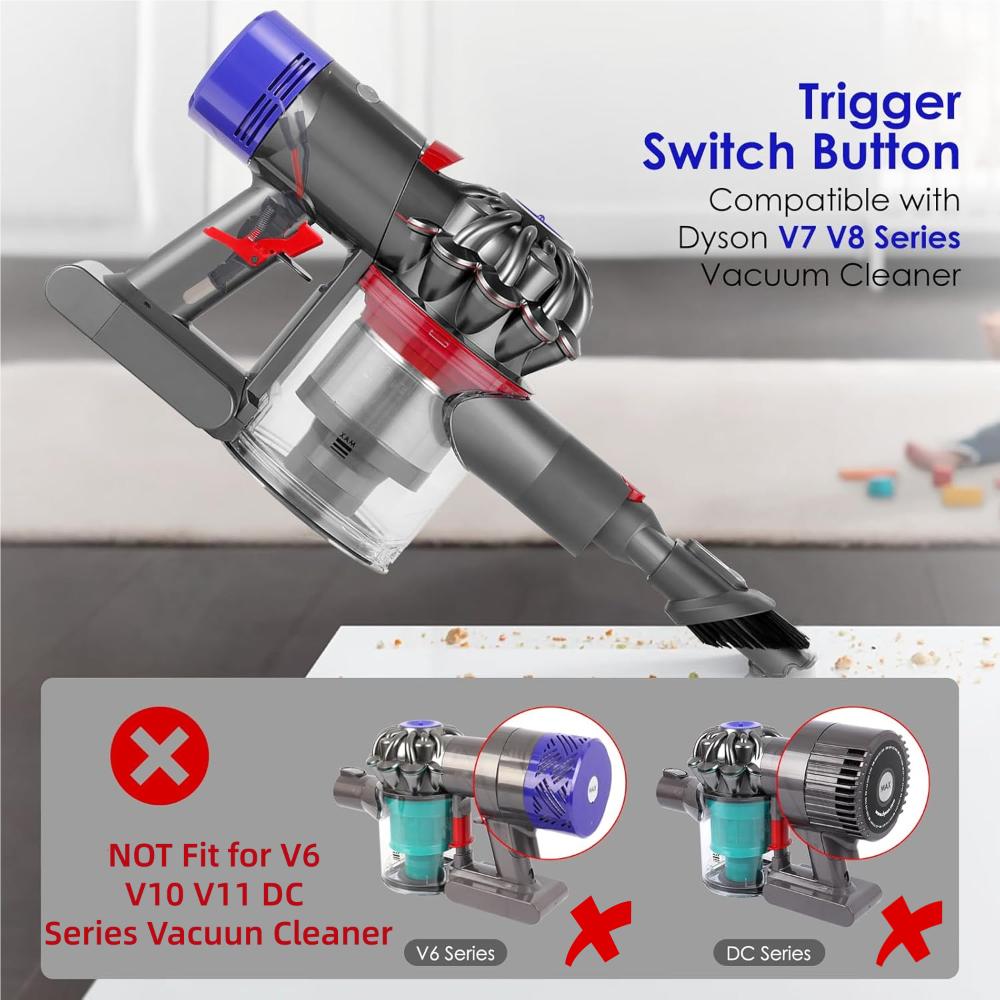 Trigger Switch Button Replacement Parts for Dyson V7 V8 SV11 SV11 Vacuum Cleaner, Red Power Switch Button Repair Parts