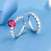 High Carbon Diamond Ruby Two Ring Women's Wide Edition Winged Diamond Pigeon Red Corundum Diamond Ring