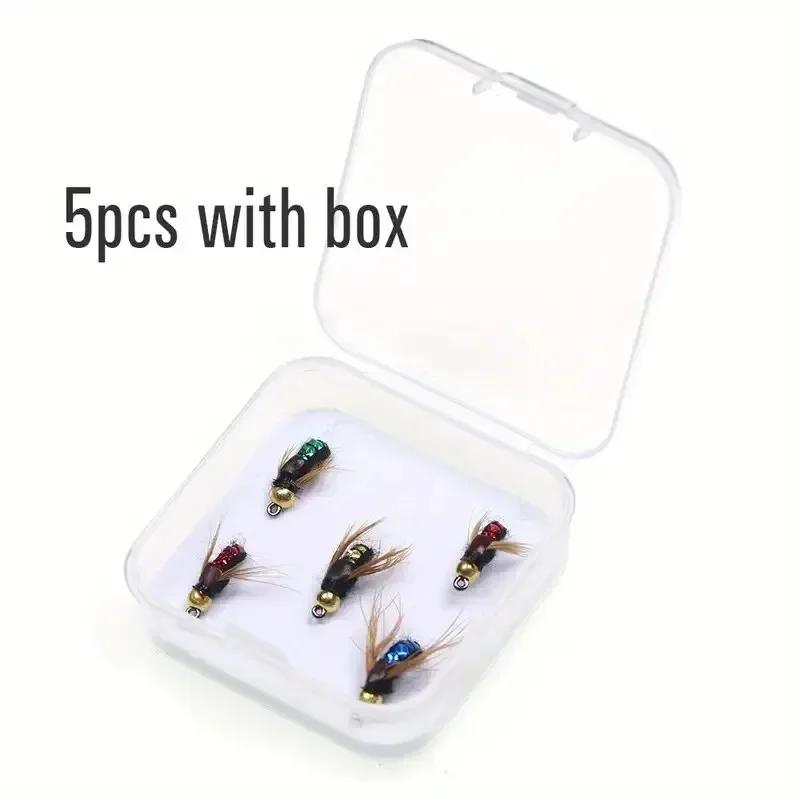 5/10pcs Artificial Insect Fishing Bait Fast Sinking Brass Bead Head Scud Fly Worm Trout Fishing Lure for Anglers