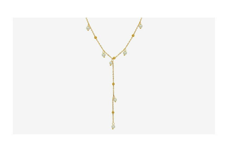French-Inspired Imitation Pearl Tassel Necklace - Titanium Steel 18K Gold Choker, INS Style Jewelry