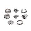European and American punk dark butterfly skull cut-out face ring multi-piece set personality trend distressed ring set