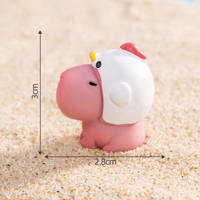 Mini Pink Capibara Ornament Cartoon Capybara Micro Landscape Model Dollhouse Decoration Car Interior