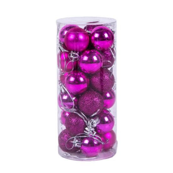 24 Stück 3 cm große Kunststoff-Weihnachtsbaumkugeln für Zuhause, Party, hängende Ornamente