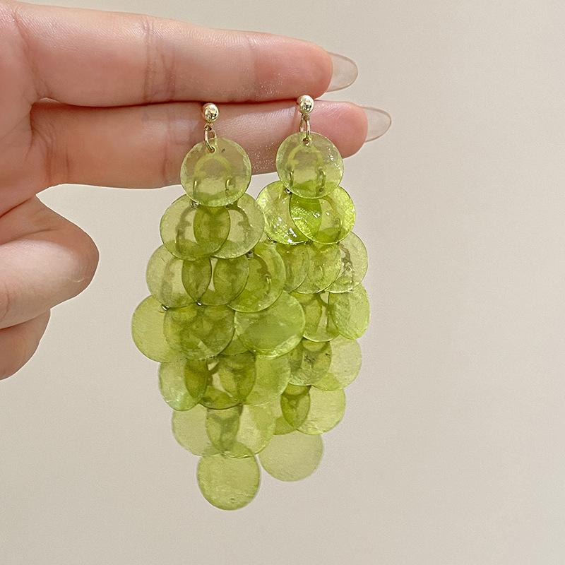 Silver Needle Cat's Eye Stone Shell Stud Earrings: Summer Seaside Style Fashionable High-End Women's Jewelry.