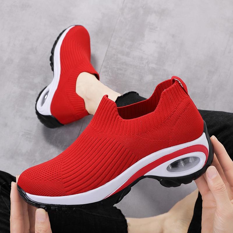 Women's Shoes Casual Versatile Summer Air Cushion Running Shoes Flying Woven Breathable Head Mesh Lined Lazy Shoes