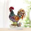 Creative Home Office Decoration 2D Flat Printing Animal Acrylic Desktop Ornament Colorful Rooster Personalized Art Decoration
