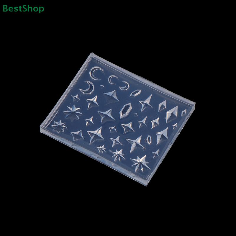 3D Relief Pottery Clay Rhombus Diamond Shape Silicone Mold Star Moon Earring DIY Nail Art Decor Transparent Manicure Template