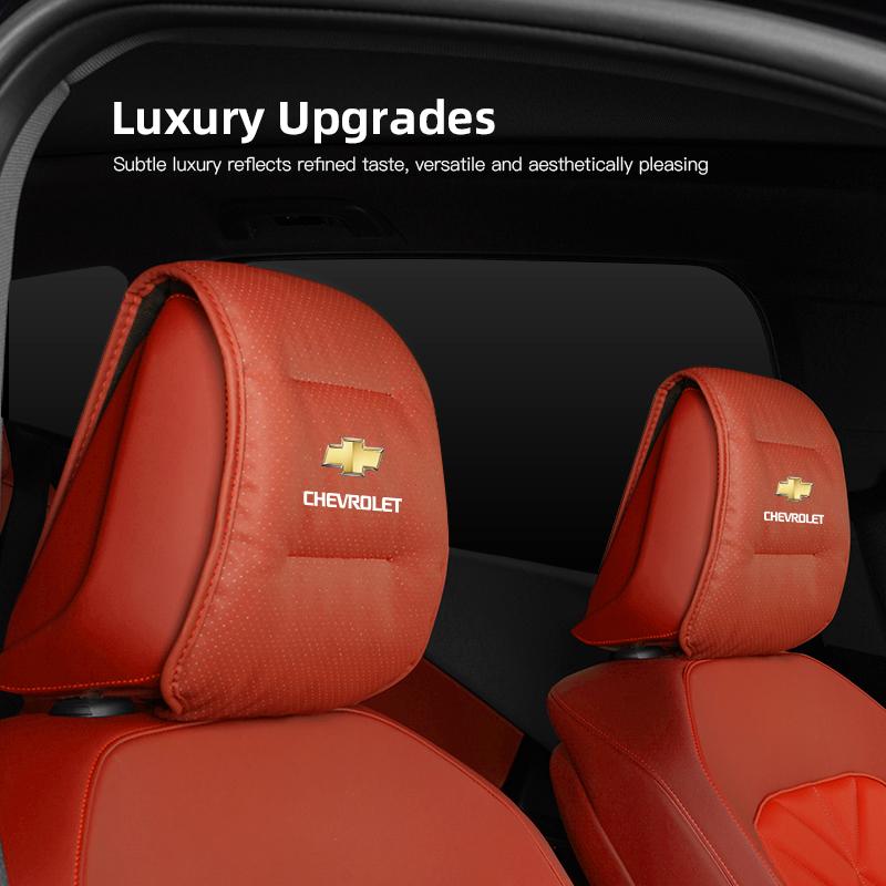 2 Pièces Housse d'Appui-tête de Voiture Oreiller de Nuque de Siège Auto Protecteur Pour Chevrolet Corvette Montana TrailBlazer Silverado Traverse Porte-clés