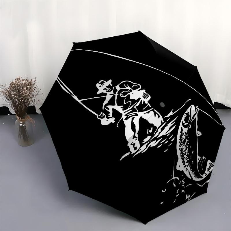 1pc Fishing Adventure: A Fisherman's Tale Umbrella with Plastic Handle, Suitable for All Seasons Outdoor PT391