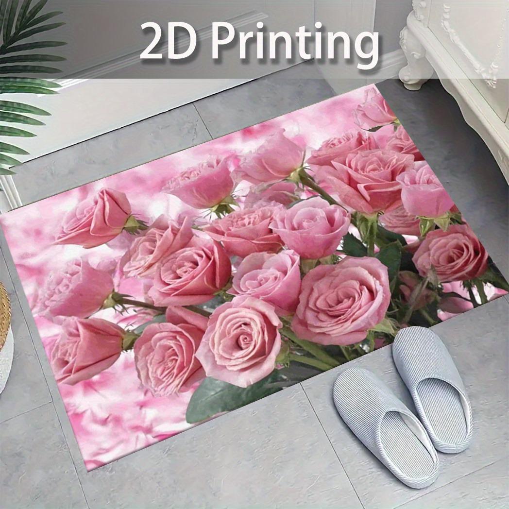 

Розкішний килимок для ванної з блакитними трояндами, м який килимок для підлоги у ванній кімнаті, нековзний абсорбуючий килимок для домашнього декору 40x60CM