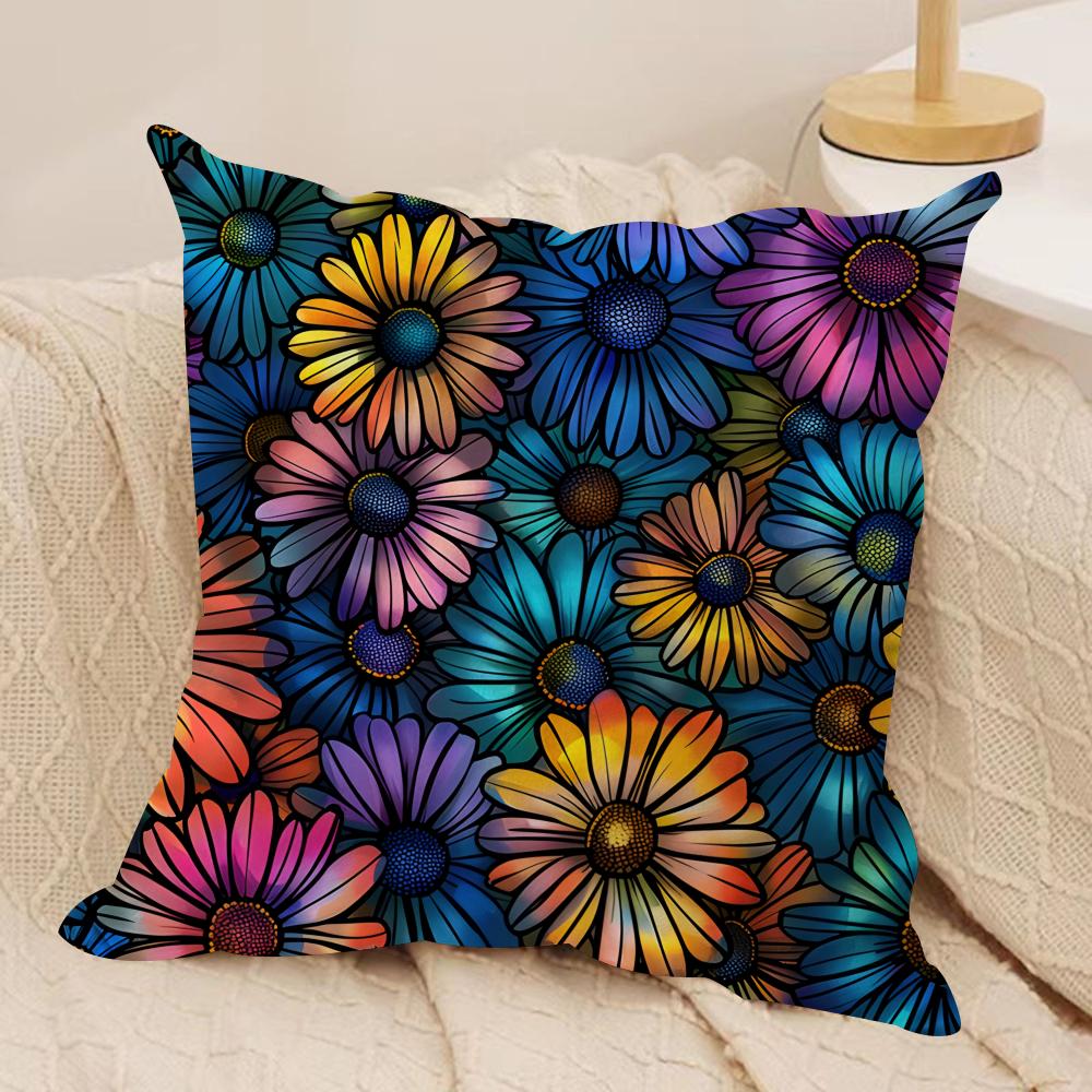 Beautiful flowers fashion Cushion Cover Silky Short Plush Invisible Zipper Dustproof Sofa Pillow Case for Home Decor