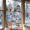 Christmas Houses Window Stickers Removable Self-adhesive Double Sided Snowflakes Xmas Tree Wall Glass Decals for Home Decoration