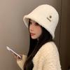 Korean Version of Autumn and Winter New Hat for Women with High End Metal Plush Fisherman Hat Solid Color Versatile Winter Thermal Basin Hat