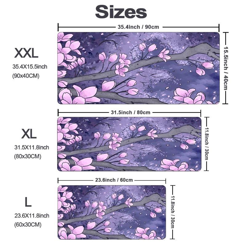 Purple Blossom Deskmat Cute Pastel Purple Lavender Cherry Sakura Flowers Japanese Desk Mat Cute Mousepad Kawaii mause pad 900x400x2mm
