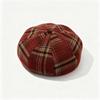 Women S Retro Striped Beret British Style Painter Hat Simple Color Matching Octagonal Hat