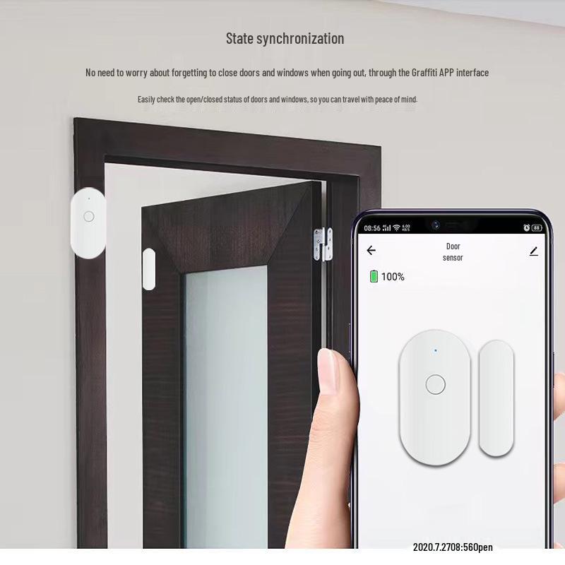 Smart Graffiti WiFi Door/Window Sensor with Anti-Theft Alarm and App Notifications