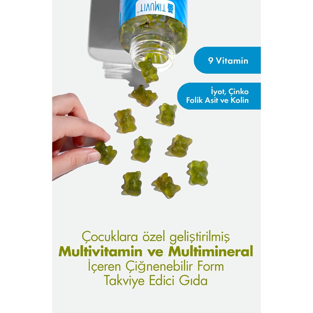 Multivitamin For Kids | Vitamin C, D3 And Zinc For Children 60 Delicious Chewable Gummy