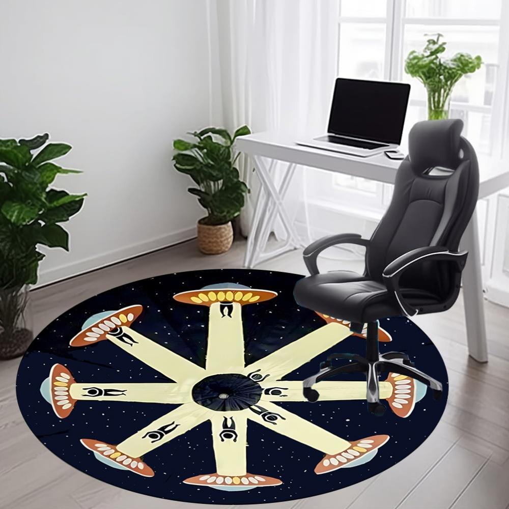1pc UFO Office Round Area Rug, Under Office Chairs Bedroom Living Room Home Decor, Room Deco, Available in Various Sizes