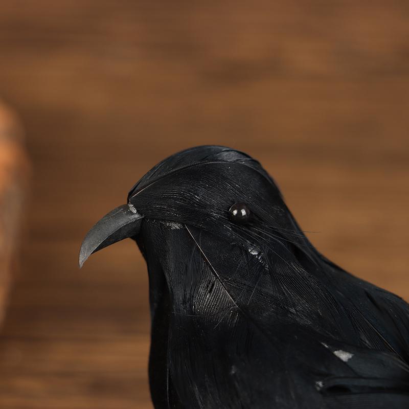 Small Simulation Fake Bird Realistic Halloween Black Crow Model Ornament Simulation Bird Home Decoration Animal Creepy Toy