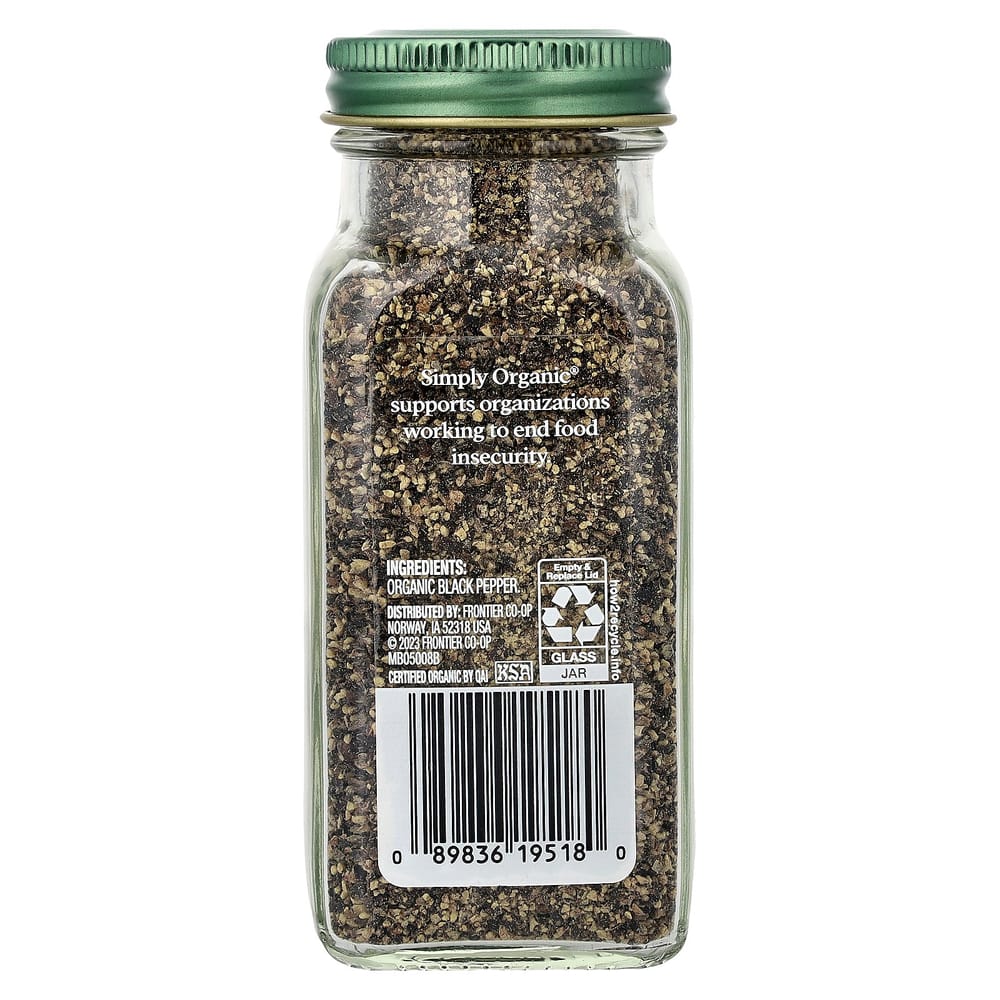 Simply Organic Coarse Grind Black Pepper, 2.47 Oz (70g)