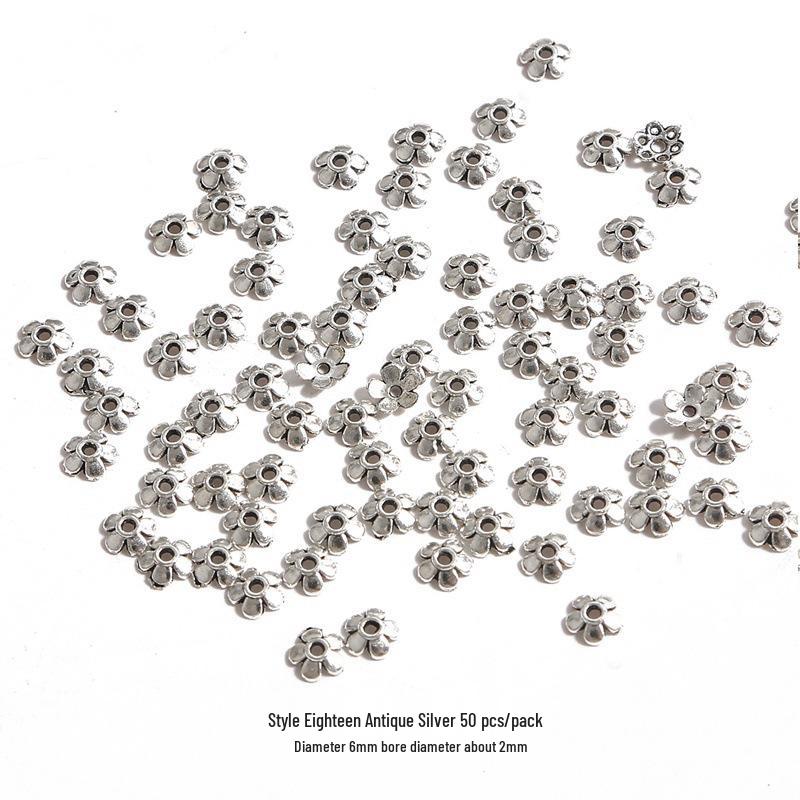 Handmade Antique Silver Flower Spacer Beads for DIY Bracelets & Hair Accessories