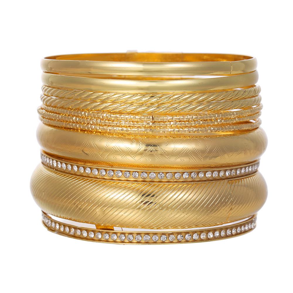 European and American multi-layer metal jewelry simple personalized chain bracelet bohemian fashion multi-layer stacked bracelet set