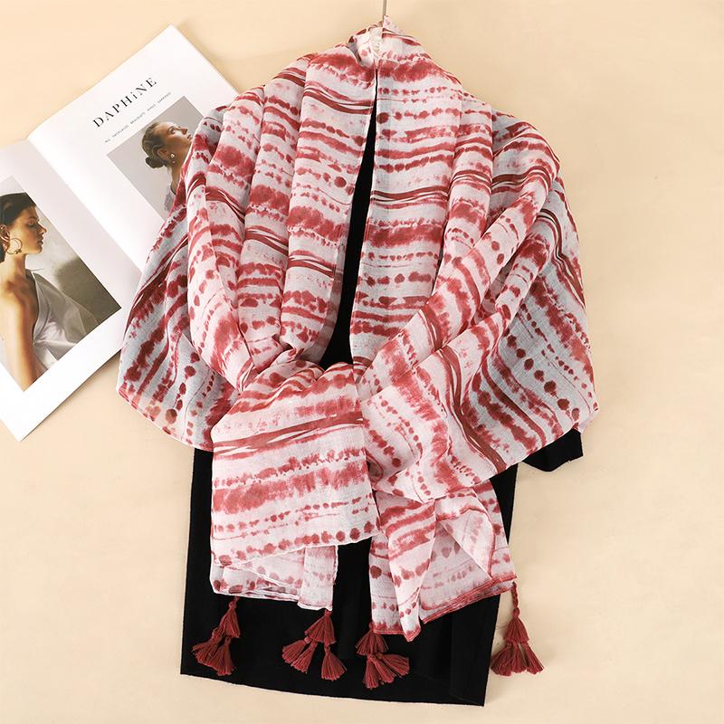 90*180CM New Fashion Printed Soft Linen Cotton Scarf Shawls Abstract Floral Tassel Viscose Scarves Lady High Quality Long Hijab