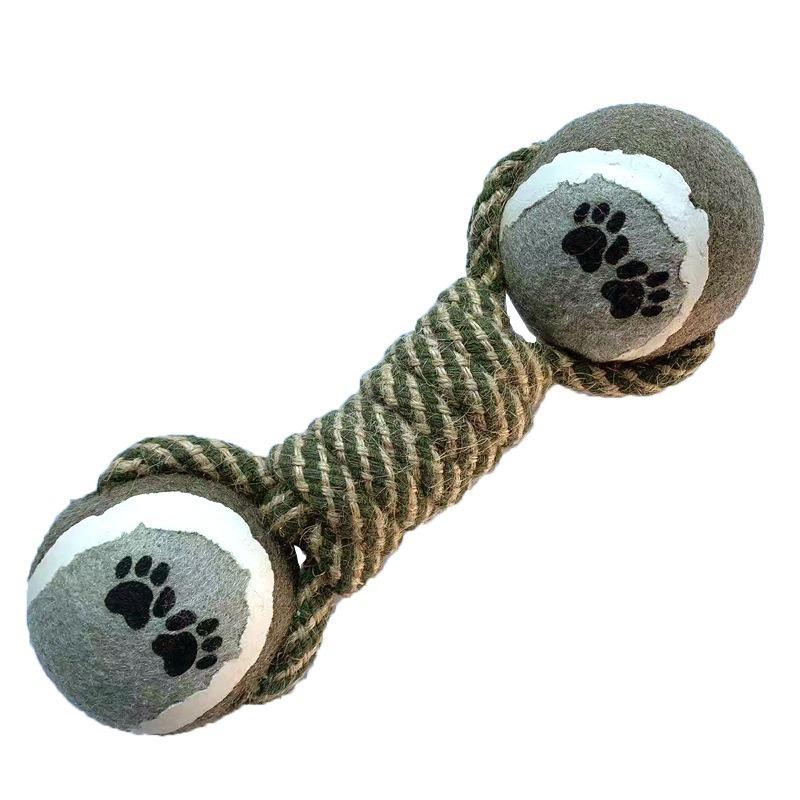 Pet Dog Bite Resistant Braided Rope Knot Dumbbell Teeth Grinding Toy For Medium Large Dogs