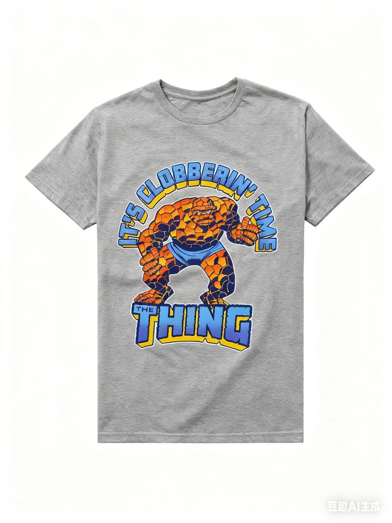 Genuine 2026 New Fantastic Four Bash Time Comic Print Plus Size Women's Fashion Short Sleeve Loose Sports T-Shirt