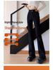 Fleece-Lined High-Waisted Black Flared Jeans for Women - Petite, Slimming Pants for Autumn/Winter 2024