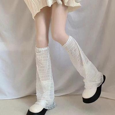 Japanese Lolita Hollow Fishnet Mid-Calf Socks, Sun Protection, Summer Thin Style, Garter Lace.