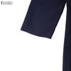 ZANZEA Women Casual V-Neck Solid Color Long Sleeve Loose Dress