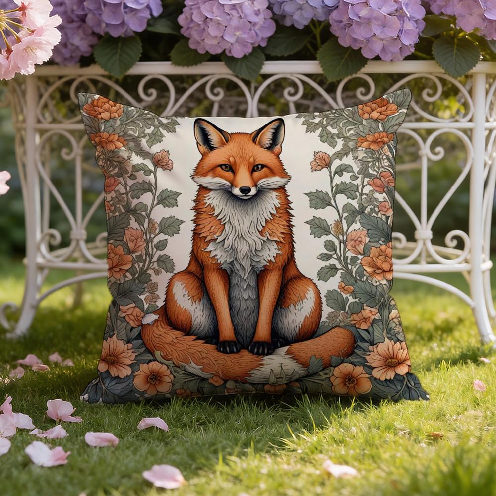 W-William M-Morris Art Fox Cushion Cover Home & Car Dual-Scene Pillow Cover: Reversible for Premium Comfort