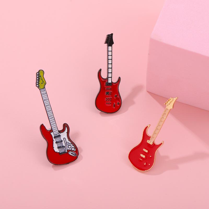 Rock Band Enamel Pins Custom Bass Guitar Brooches Musical Instrument Lapel Badges Cartoon Jewelry Gift for Kids Friends