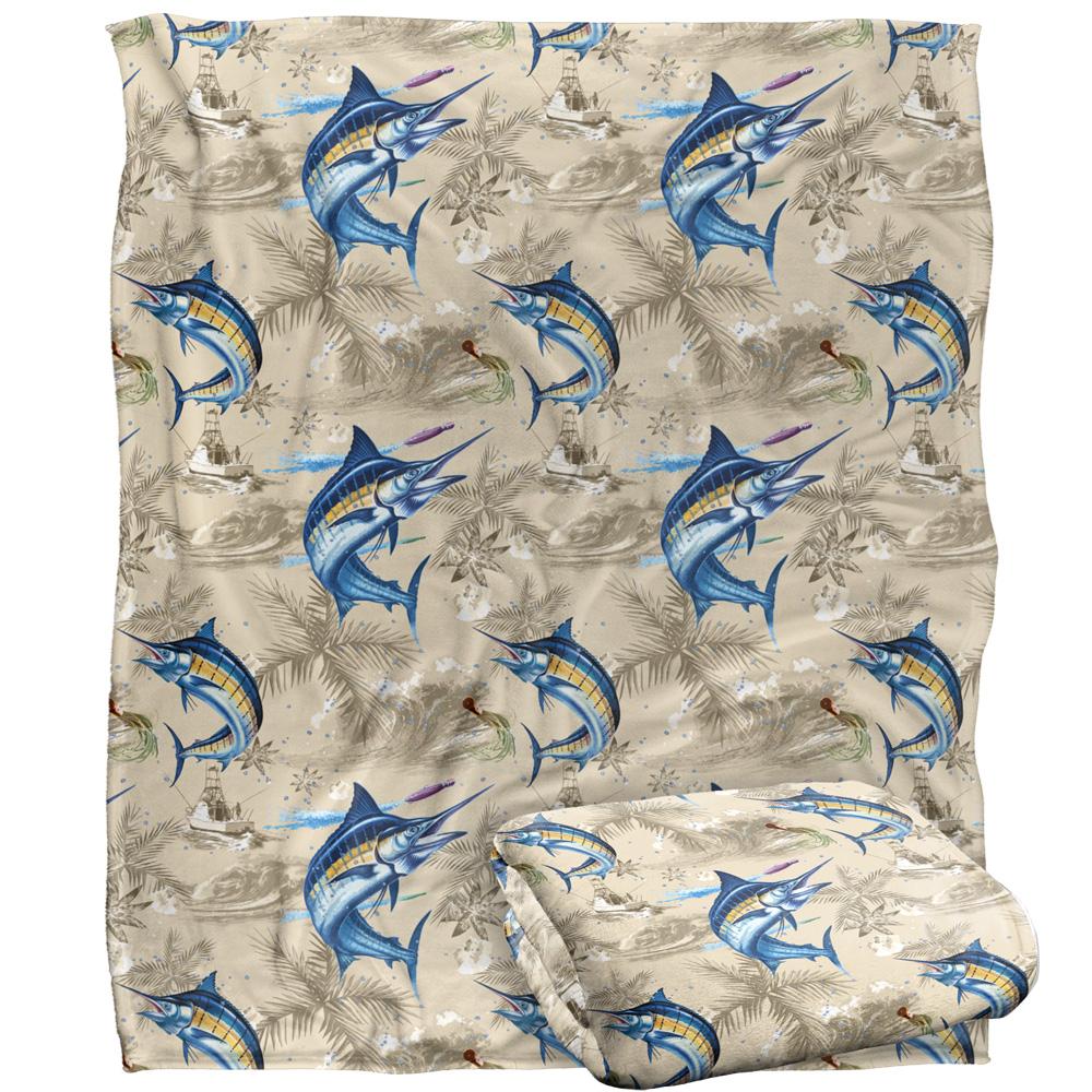 JQ Licensing Jl-Jp-Jq Silky Tiki Flower Fishing Supersoft Blanket