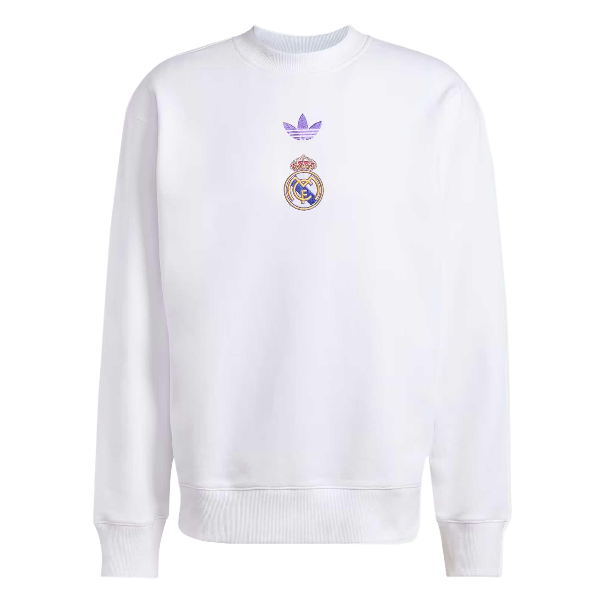 Adidas Originals Real Madrid Lfstlr Crew Sweatshirt Comfortable Skin-Friendly Round Neck Sweatshirt Men sweatshirt White KC7789 M