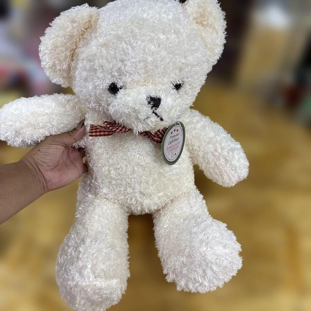 [USED] White teddy bear with ribbon