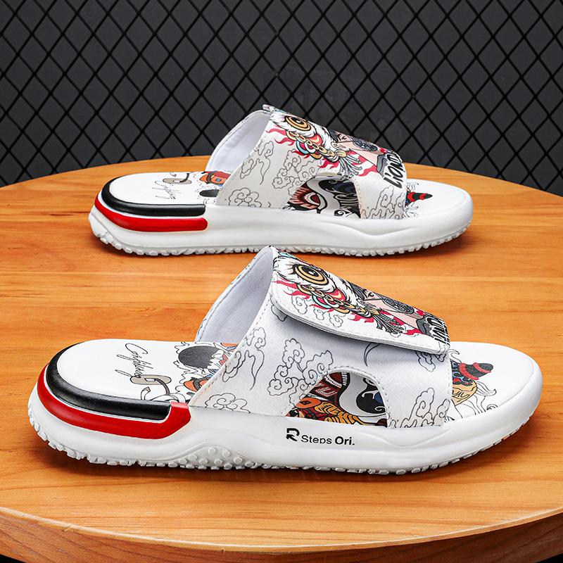 Chinese Trend Men Slippers Summer Fashion Streetwear Slides Casual Non-Slip Beach Sandals Male Comfortable Outdoor Shoes