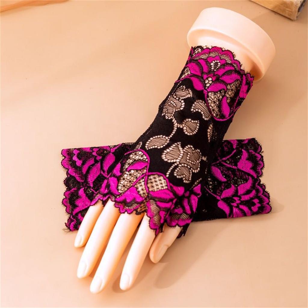 Summer Sun Protection Thin Gloves Women Lace Half Finger Gloves Dance Wrist Decoration Sailor Dance Performance Trendy Driving S