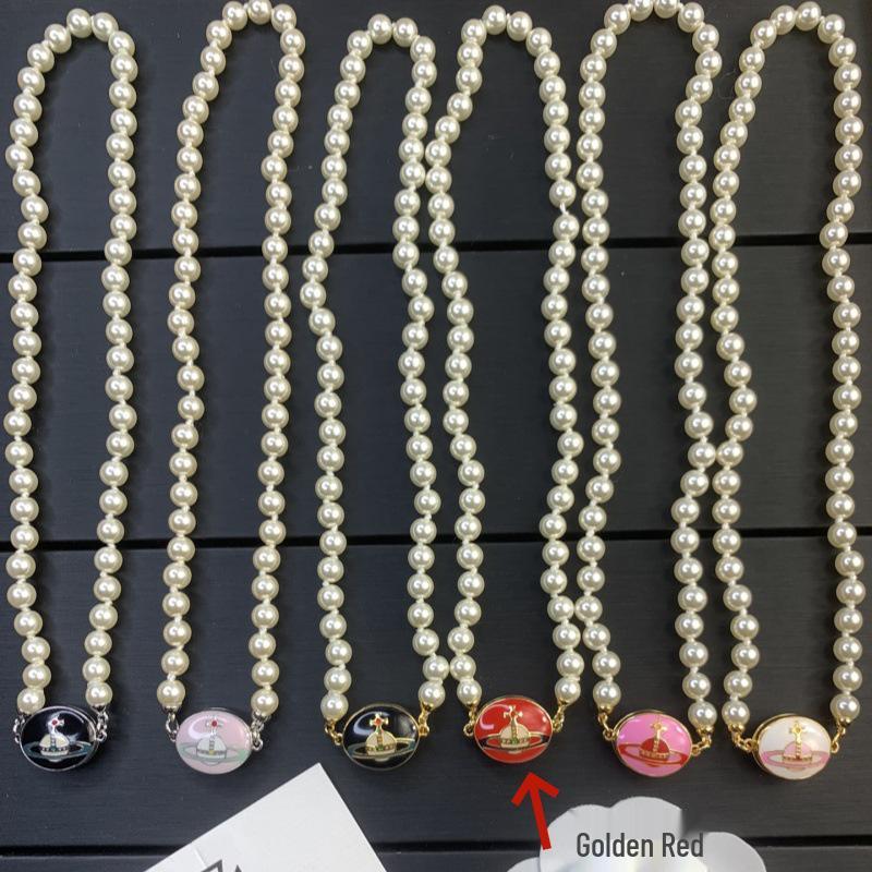 Empress Dowager Cixi Enamel Buckle Pearl Necklace: Sweet Cool Clavicle Chain