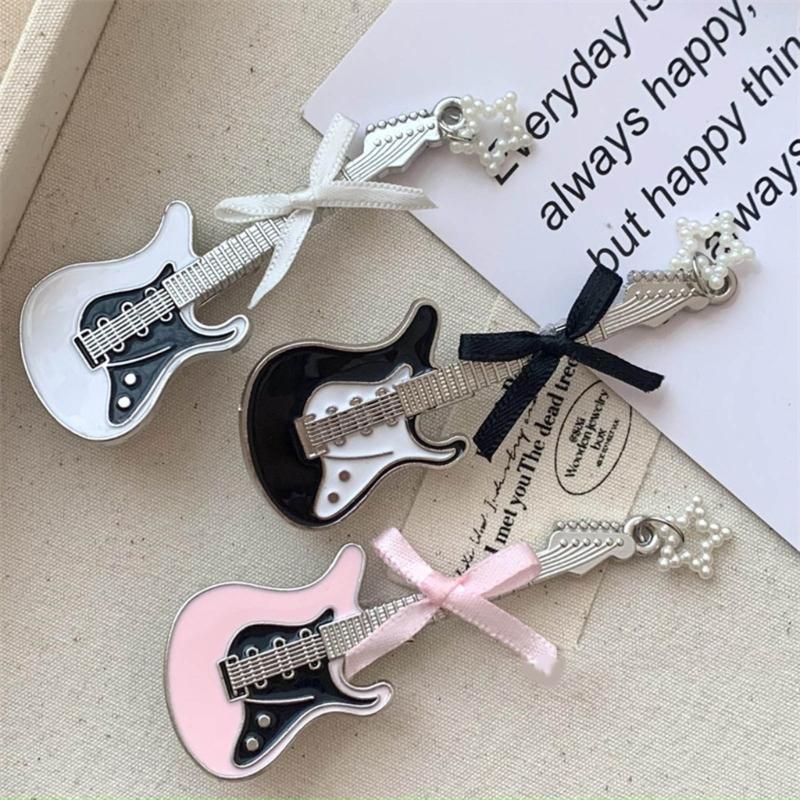 Small Star Hair Clip for Girls Retro Guitar Hairpins Accessory with Punk Clips