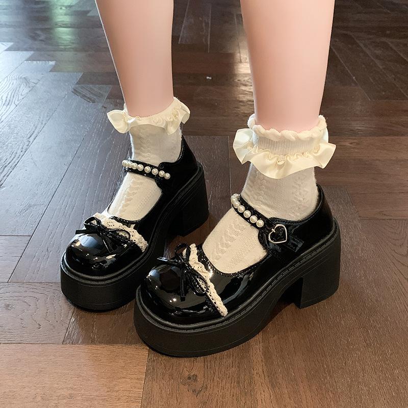 Skirt small fragrant wind thick sole with 2025 spring and summer new muffin Mary French Jane single shoes women's pearl jk small leather shoes