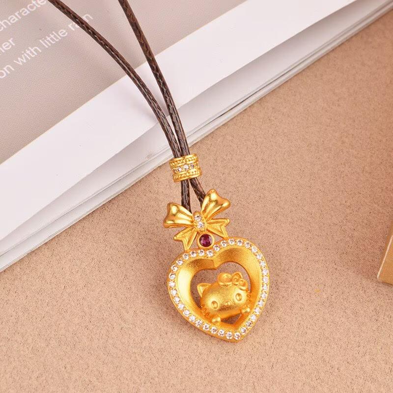 

Hello Kitty Heart Pendant Necklace for Women – Rhinestone Cute Cartoon Clavicle Chain Jewelry