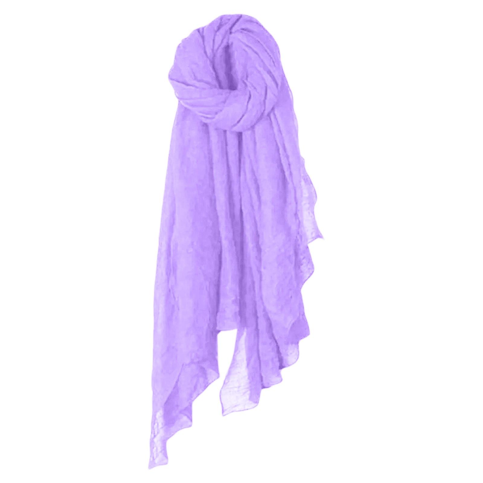 Хлопково-льняной шарф, женский весенне-летний, новый этнический, цветная шаль, цвет конфетный, плиссированный шарф, шелковый шарф-хиджаб One Size