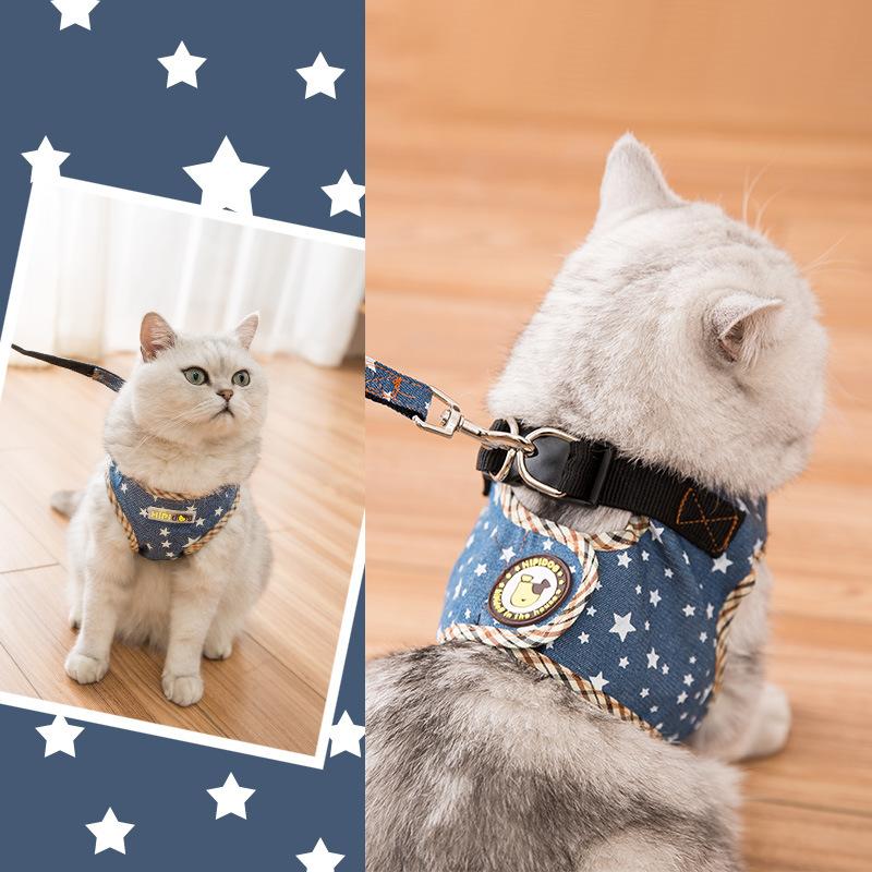 

Кошачий поводок против побега, жилетного типа, нагрудный ремень, веревка, тедди-медведь, выгул собаки, кошачьи товары для питомцев S